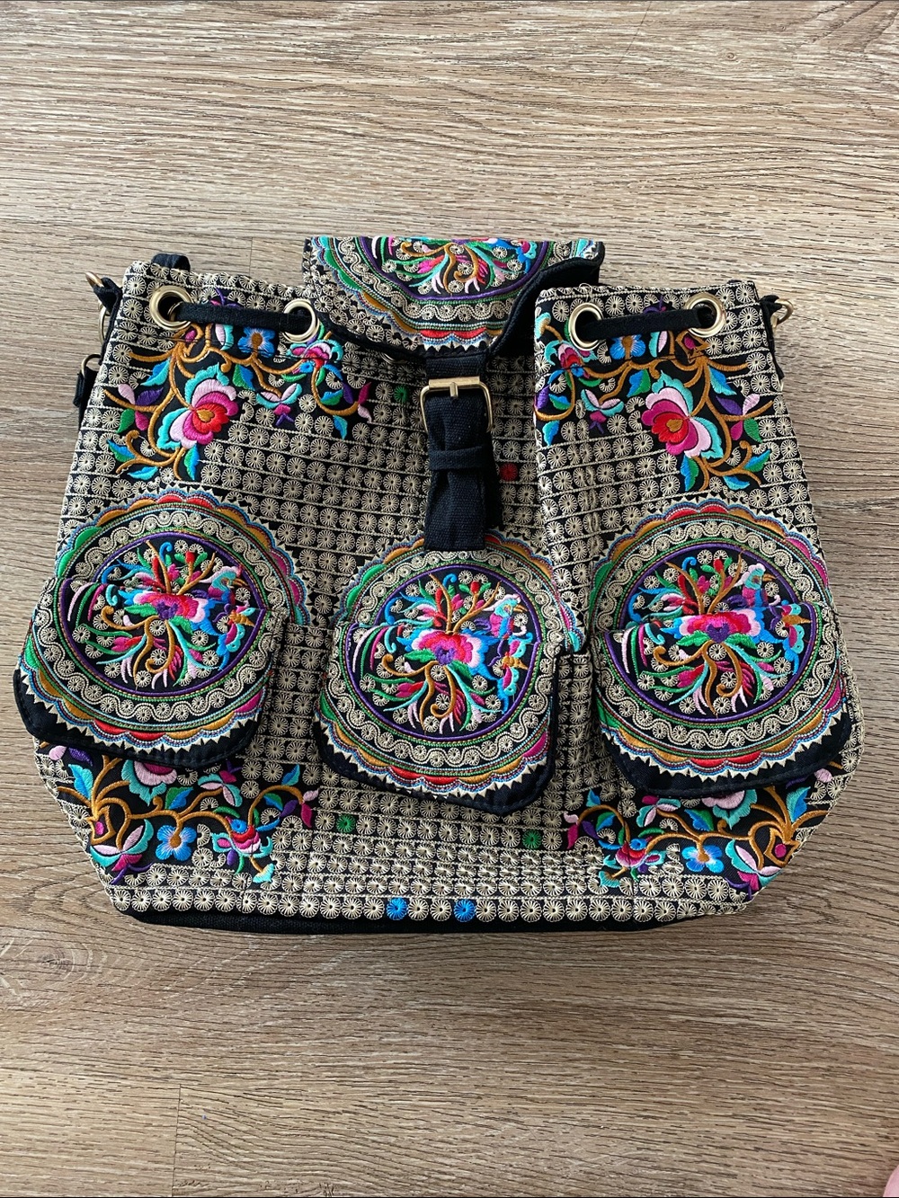 Embroidered Multi-Color Boho Backpack